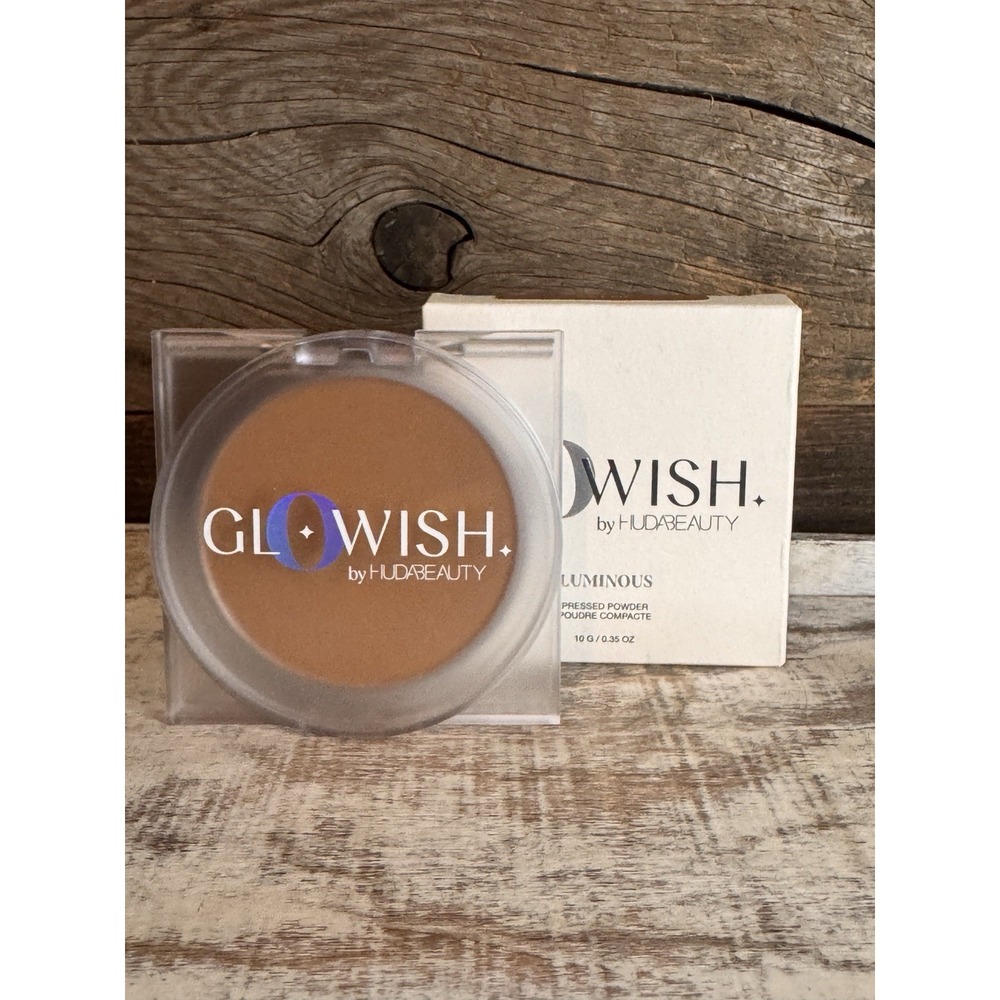 Huda Beauty GloWish Blurring Pressed Powder 08 Tan — New, Full Size | MSRP = $45
